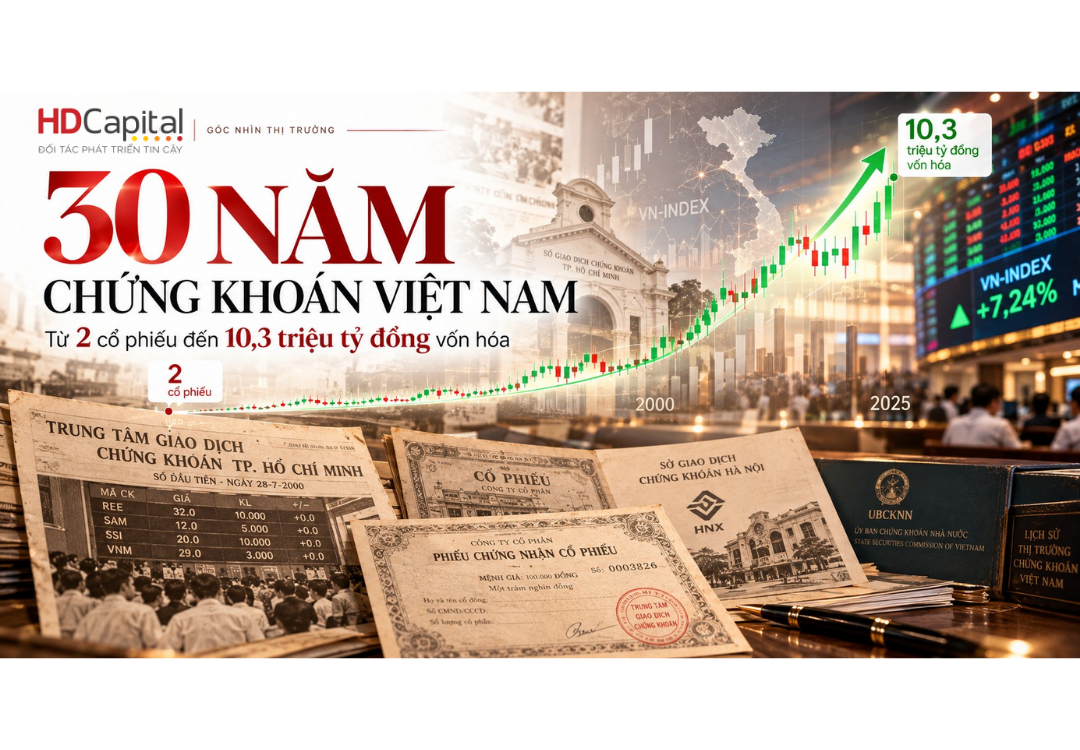 30 năm chứng khoán Việt Nam: Từ 2 cổ phiếu đến 10,3 triệu tỷ đồng vốn hóa, mở ra kỷ nguyên đầu tư mới